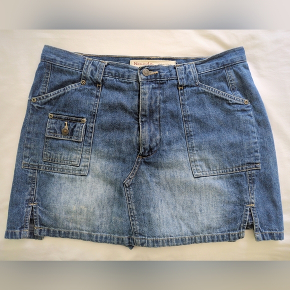 Vintage Dresses & Skirts - Vintage Y2K Medium 8 10 Nevada denim jeans cargo mini skort skirt 2000s Cotton
